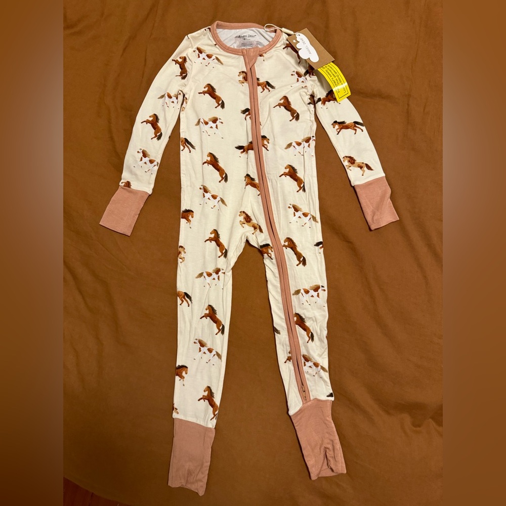 Angel Dear 2-Way Zipper 1-pc Convertible Bamboo Pajama 18-24 M in Horse Print